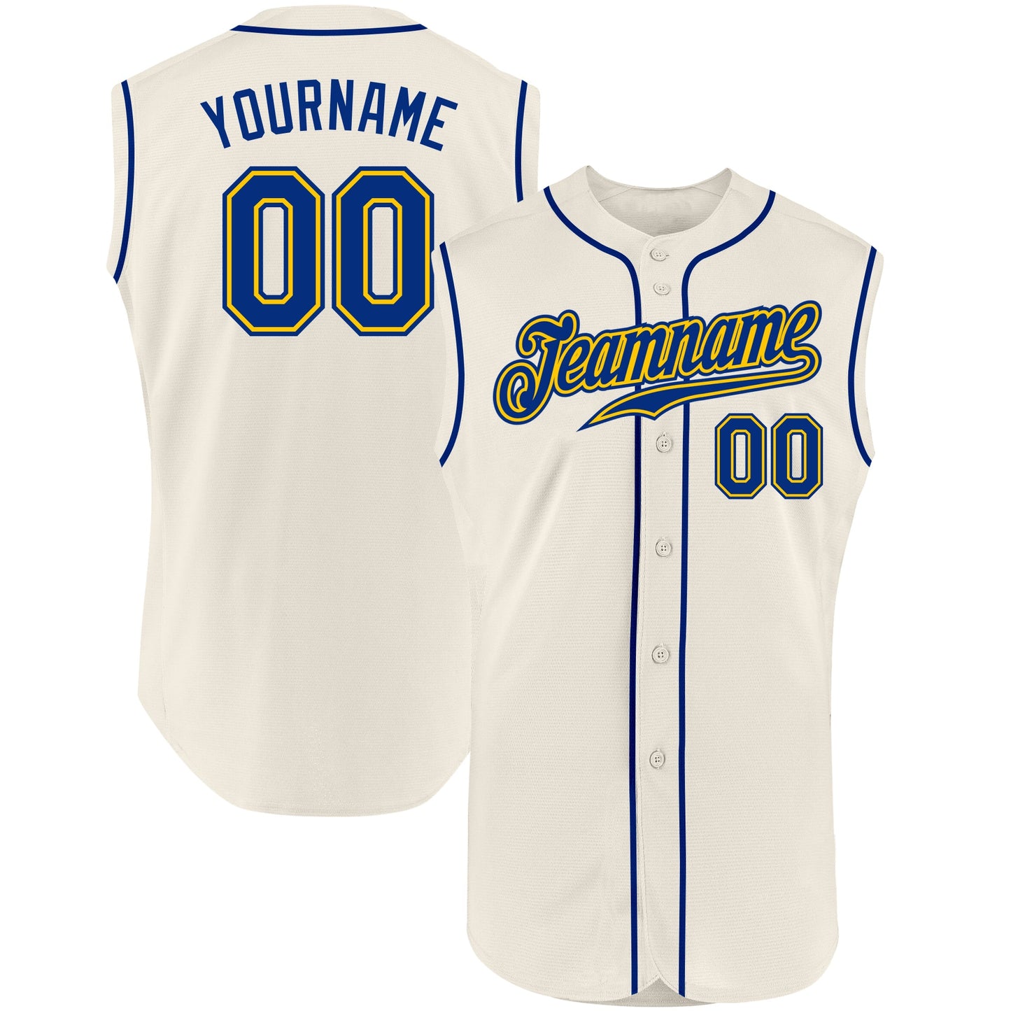 Custom Cream Royal-Gold Authentic Sleeveless Baseball Jersey - Sky-Custom