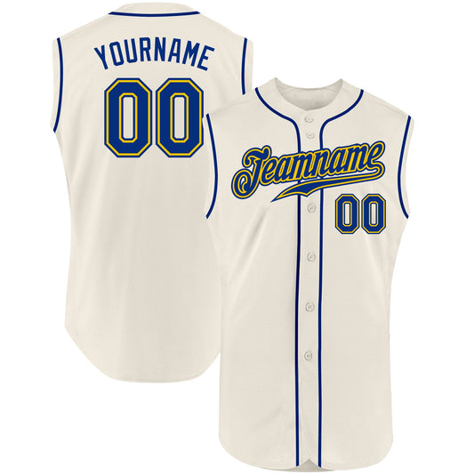 Custom Cream Royal-Gold Authentic Sleeveless Baseball Jersey - Sky-Custom