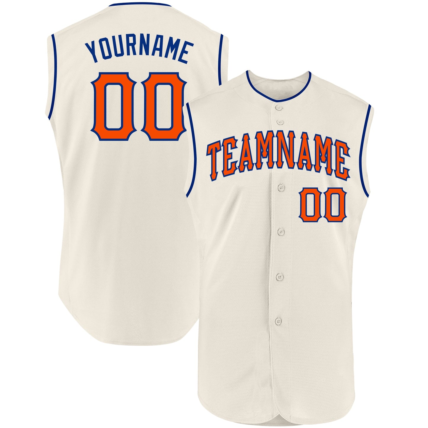 Custom Cream Orange-Royal Authentic Sleeveless Baseball Jersey - Sky-Custom