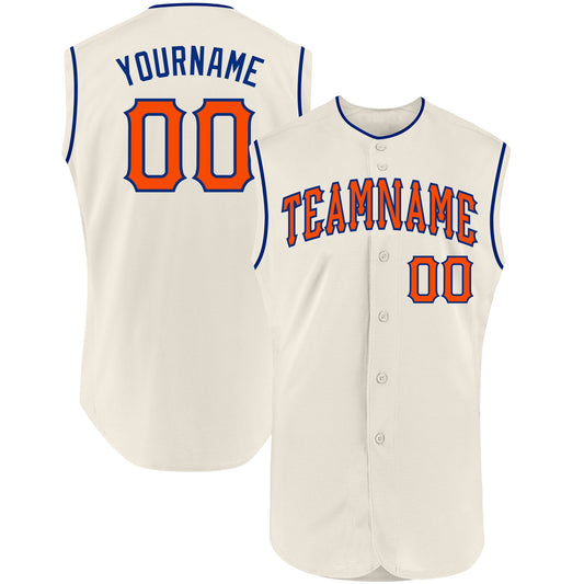 Custom Cream Orange-Royal Authentic Sleeveless Baseball Jersey - Sky-Custom