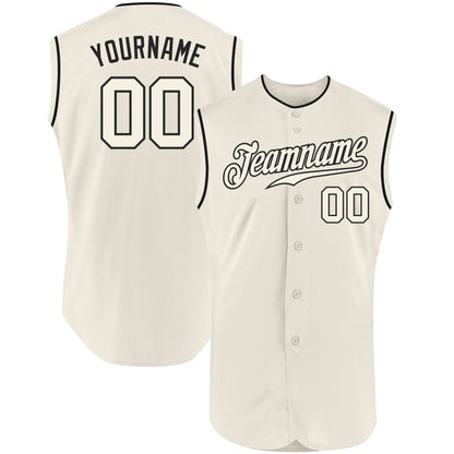 Custom Cream Cream-Black Authentic Sleeveless Baseball Jersey - Sky-Custom