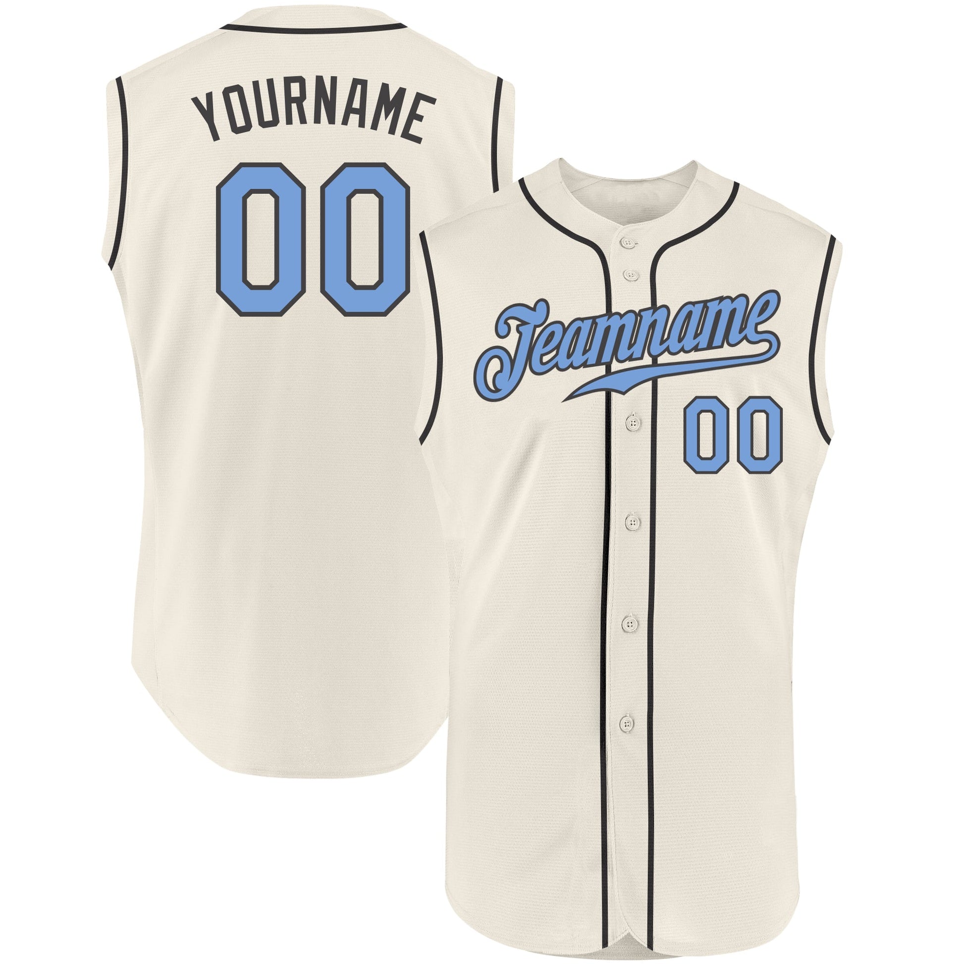 Custom Cream Light Blue-Steel Gray Authentic Sleeveless Father's Day Baseball Jersey - Sky-Custom