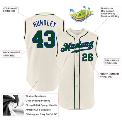 Custom Cream Green-Royal Authentic Sleeveless Baseball Jersey - Sky-Custom