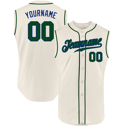 Custom Cream Green-Royal Authentic Sleeveless Baseball Jersey - Sky-Custom