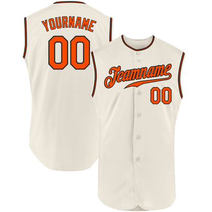Custom Cream Orange-Black Authentic Sleeveless Baseball Jersey - Sky-Custom
