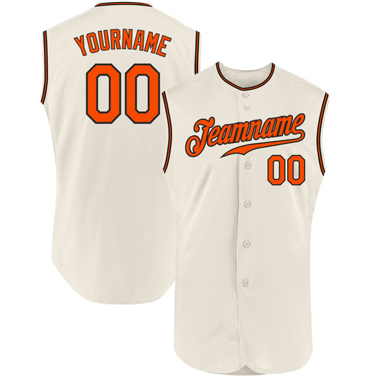 Custom Cream Orange-Black Authentic Sleeveless Baseball Jersey - Sky-Custom