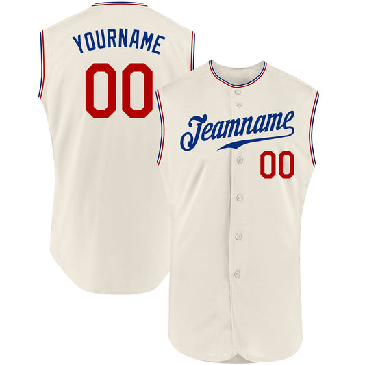 Custom Cream Red-Royal Authentic Sleeveless Baseball Jersey - Sky-Custom