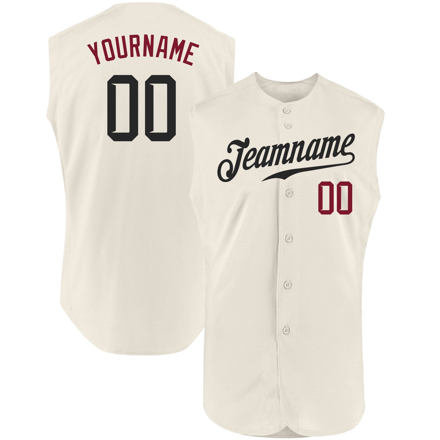 Custom Cream Black-Crimson Authentic Sleeveless Baseball Jersey - Sky-Custom