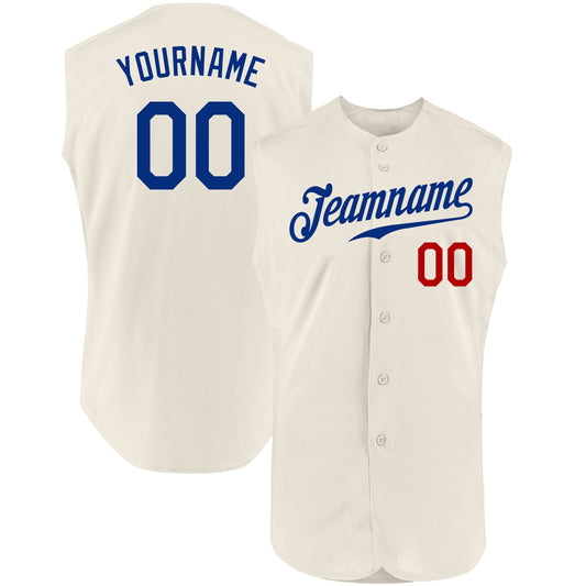 Custom Cream Royal-Red Authentic Sleeveless Baseball Jersey - Sky-Custom