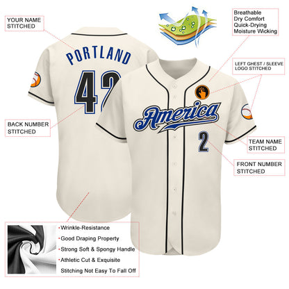 Custom Cream Black-Royal Authentic Baseball Jersey - Sky-Custom