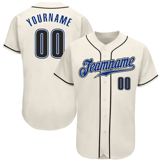 Custom Cream Black-Royal Authentic Baseball Jersey - Sky-Custom