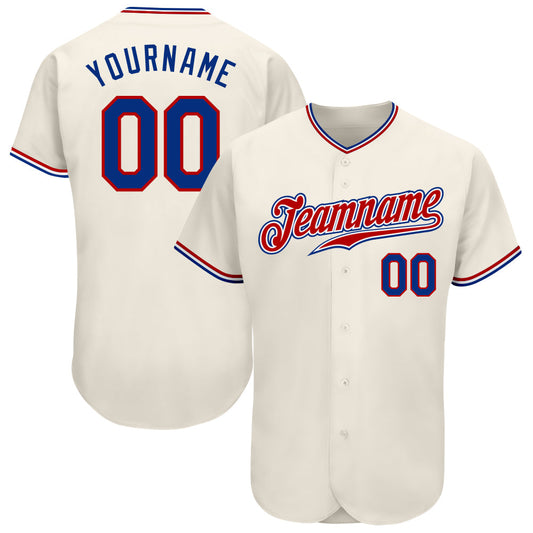Custom Cream Royal-Red Authentic Baseball Jersey - Sky-Custom