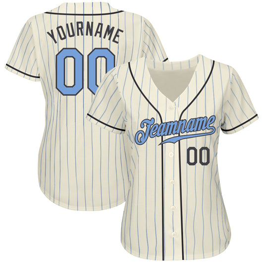 Custom Cream Light Blue Pinstripe Light Blue-Steel Gray Authentic Father's Day Baseball Jersey - Sky-Custom