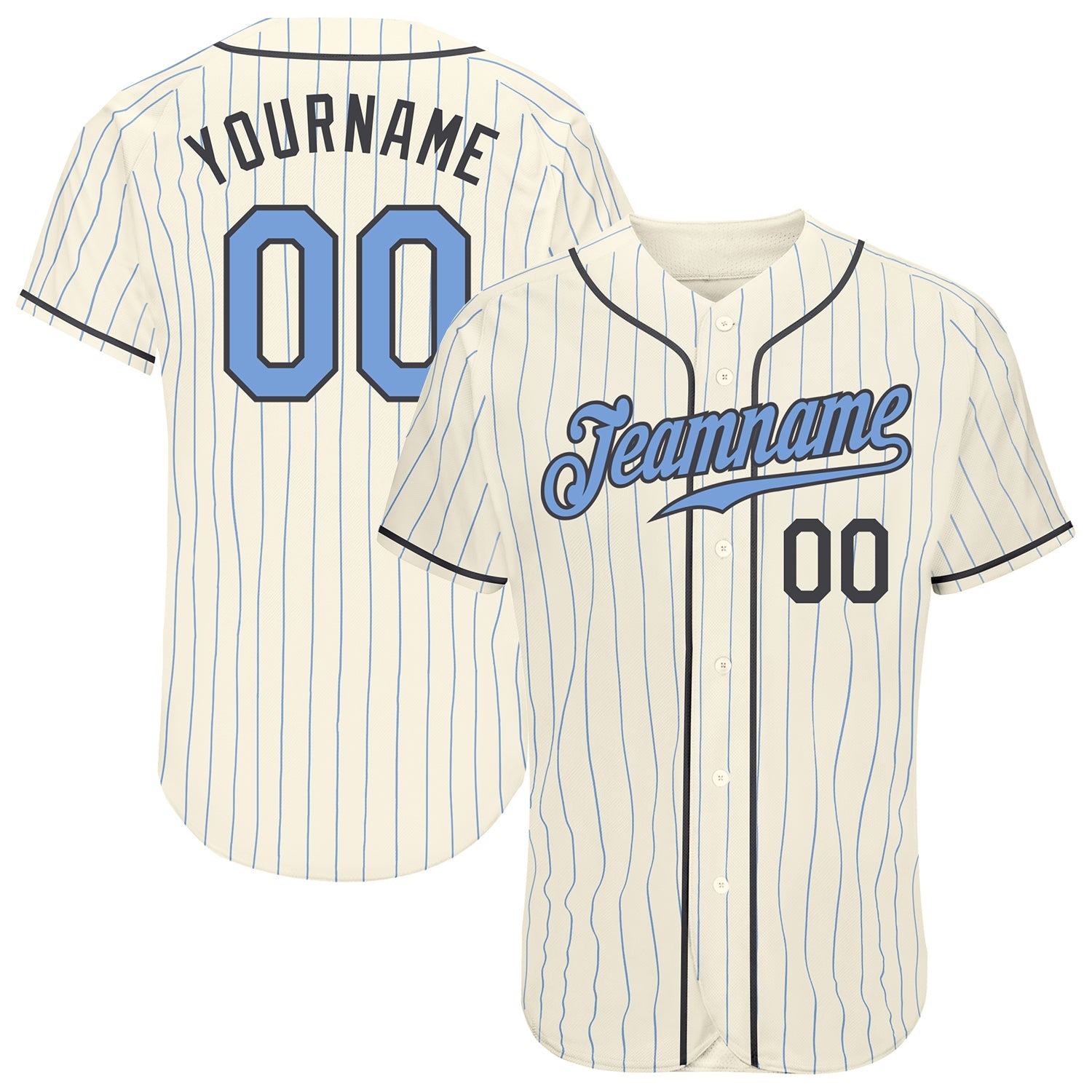 Custom Cream Light Blue Pinstripe Light Blue-Steel Gray Authentic Father's Day Baseball Jersey - Sky-Custom