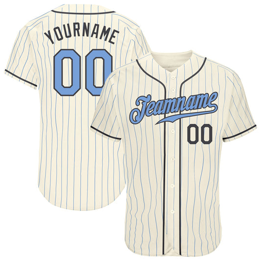Custom Cream Light Blue Pinstripe Light Blue-Steel Gray Authentic Father's Day Baseball Jersey - Sky-Custom