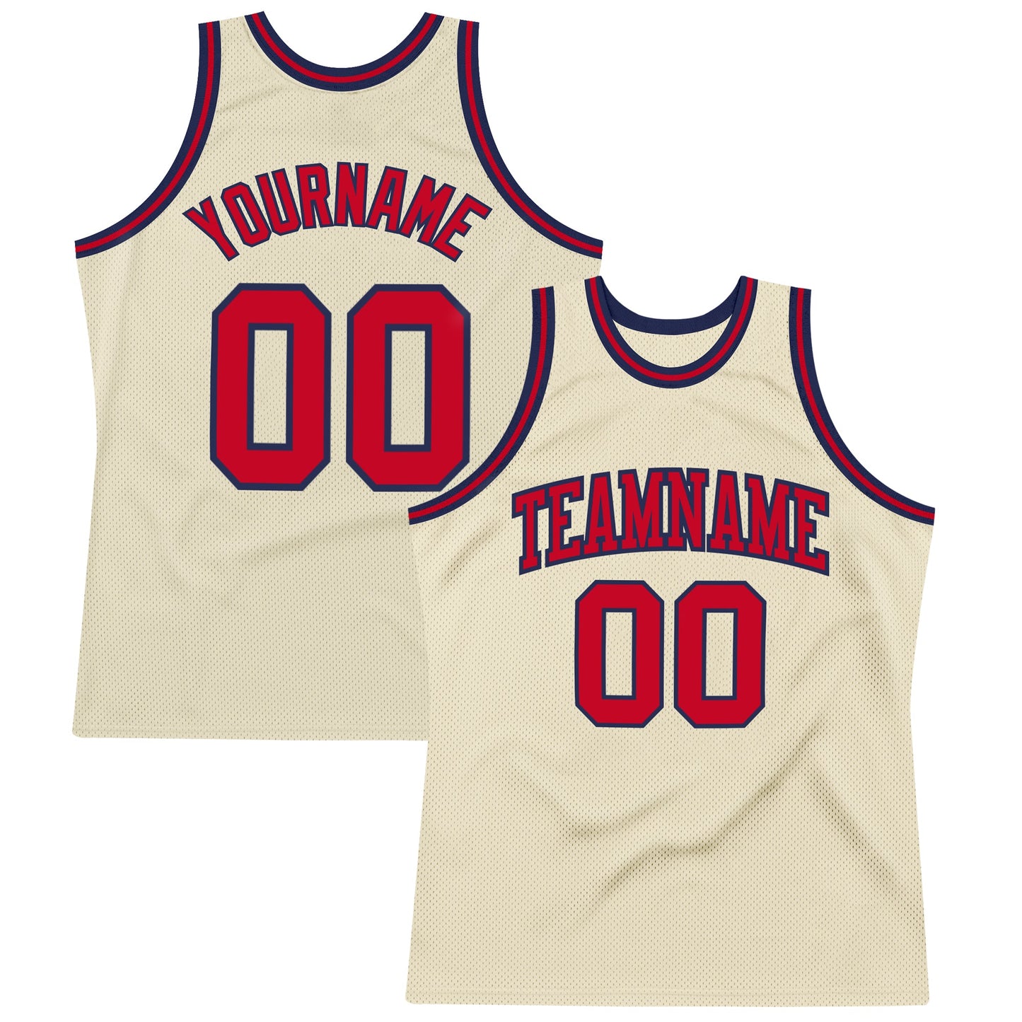 Custom Cream Red-Navy Authentic Throwback Basketball Jersey - Sky-Custom