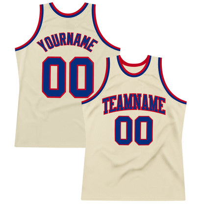 Custom Cream Royal-Red Authentic Throwback Basketball Jersey - Sky-Custom