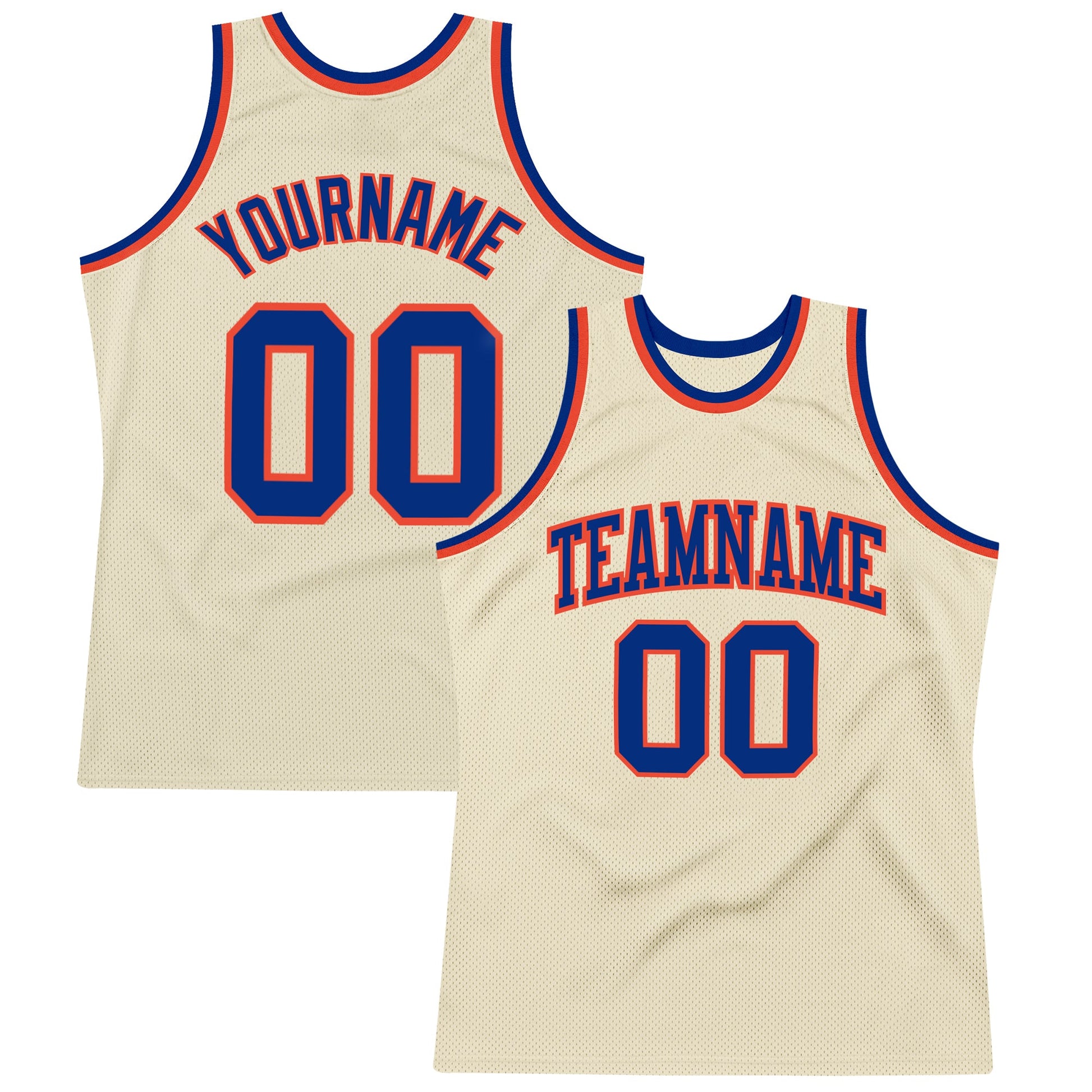 Custom Cream Royal-Orange Authentic Throwback Basketball Jersey - Sky-Custom