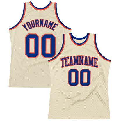 Custom Cream Royal-Orange Authentic Throwback Basketball Jersey - Sky-Custom