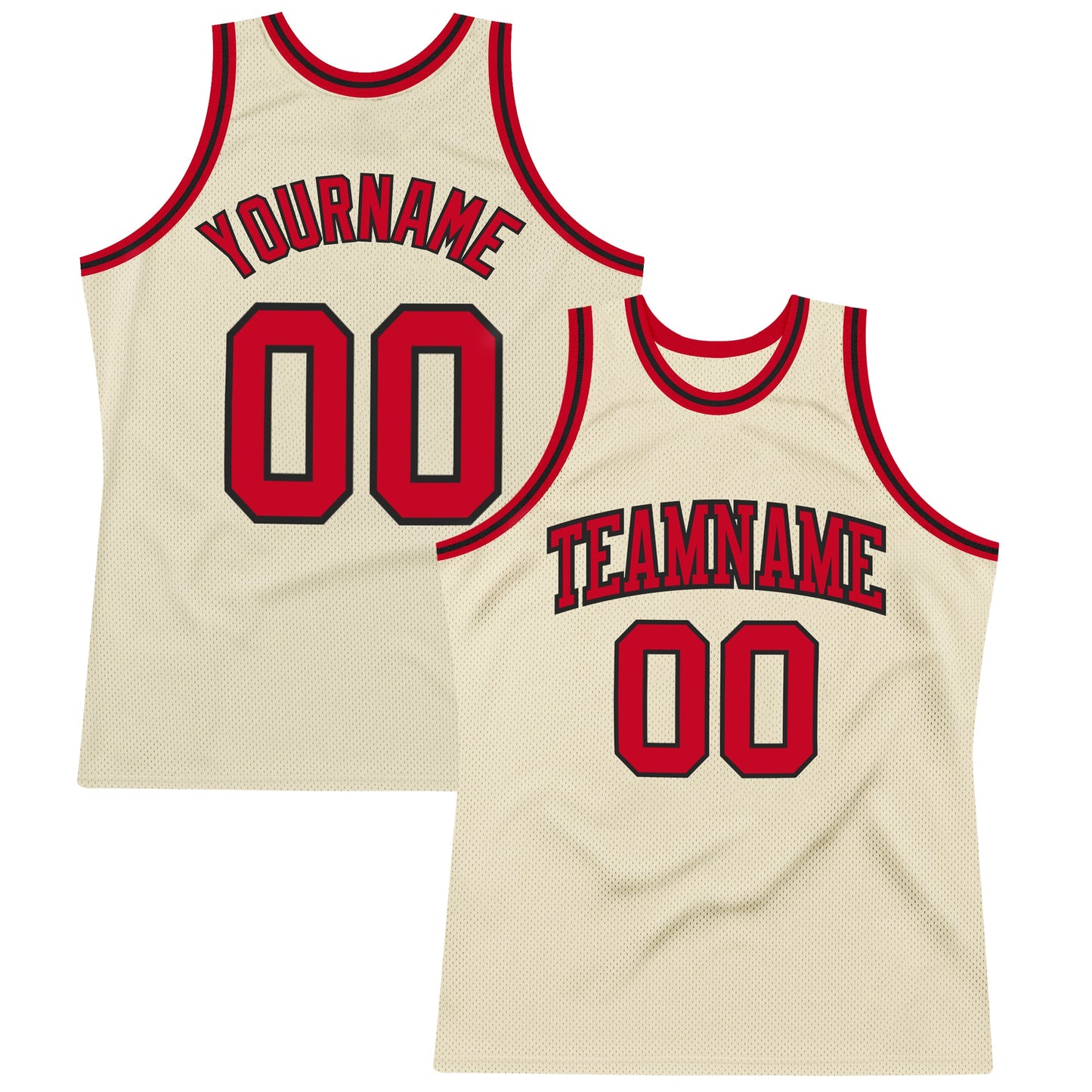 Custom Cream Red-Black Authentic Throwback Basketball Jersey - Sky-Custom