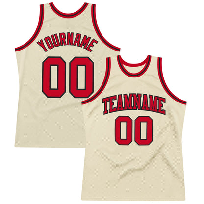 Custom Cream Red-Black Authentic Throwback Basketball Jersey - Sky-Custom