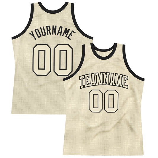 Custom Cream Cream-Black Authentic Throwback Basketball Jersey - Sky-Custom