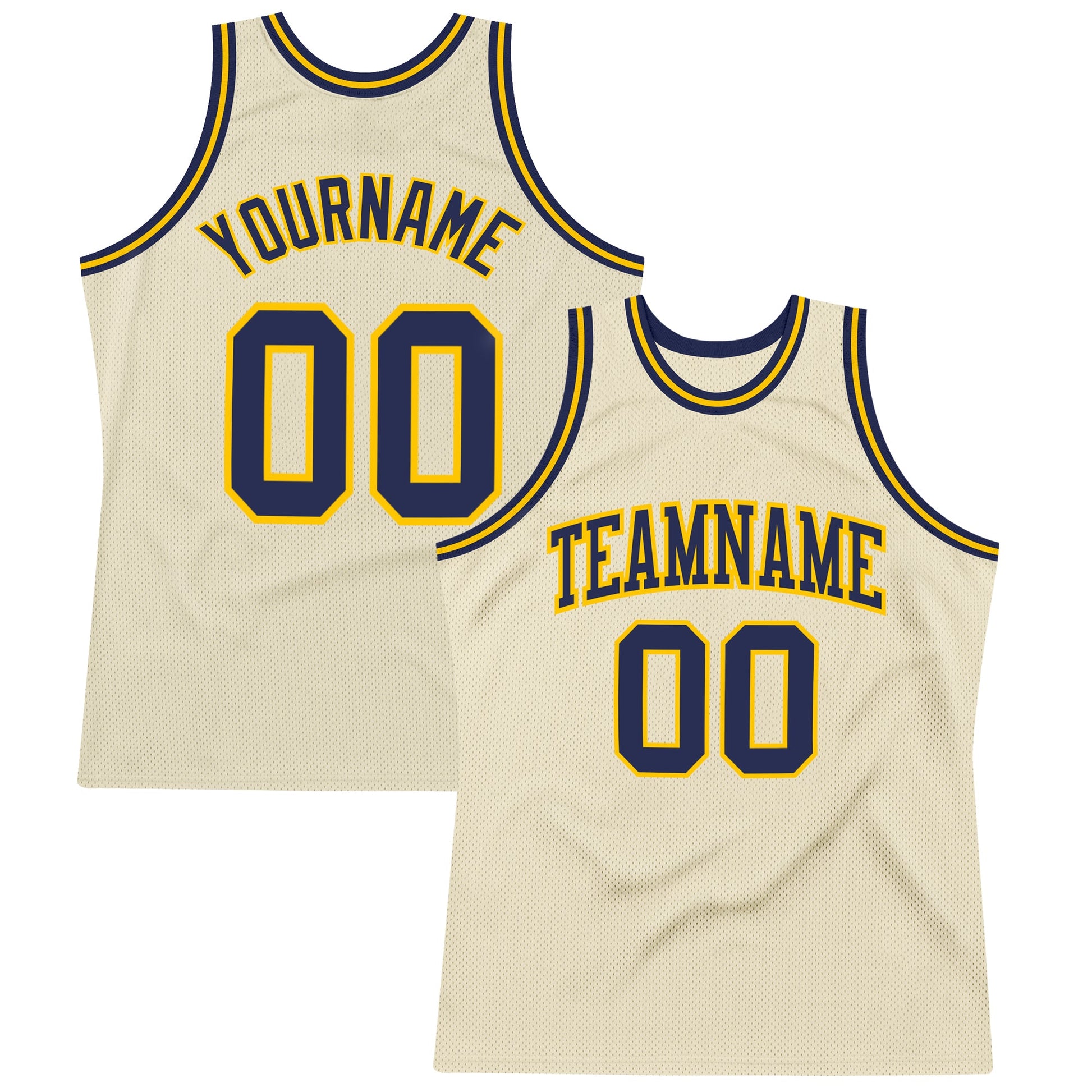 Custom Cream Navy-Gold Authentic Throwback Basketball Jersey - Sky-Custom