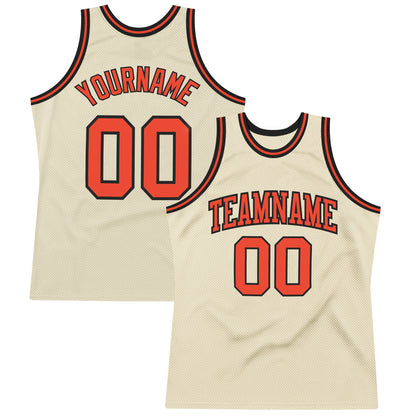 Custom Cream Orange-Black Authentic Throwback Basketball Jersey - Sky-Custom