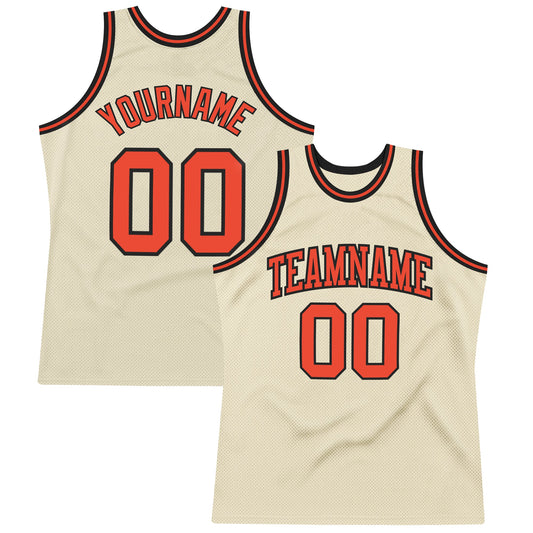 Custom Cream Orange-Black Authentic Throwback Basketball Jersey - Sky-Custom