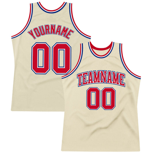 Custom Cream Red-Royal Authentic Throwback Basketball Jersey - Sky-Custom