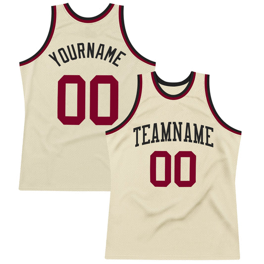 Custom Cream Maroon-Black Authentic Throwback Basketball Jersey - Sky-Custom