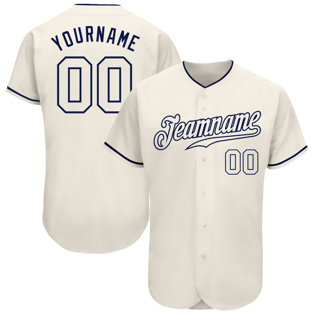 Custom Cream Cream-Navy Authentic Baseball Jersey - Sky-Custom