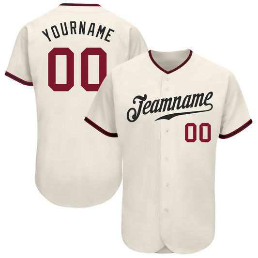 Custom Cream Crimson-Black Authentic Baseball Jersey - Sky-Custom