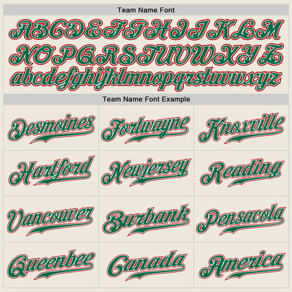 Custom Cream Kelly Green-Red Authentic Baseball Jersey - Sky-Custom