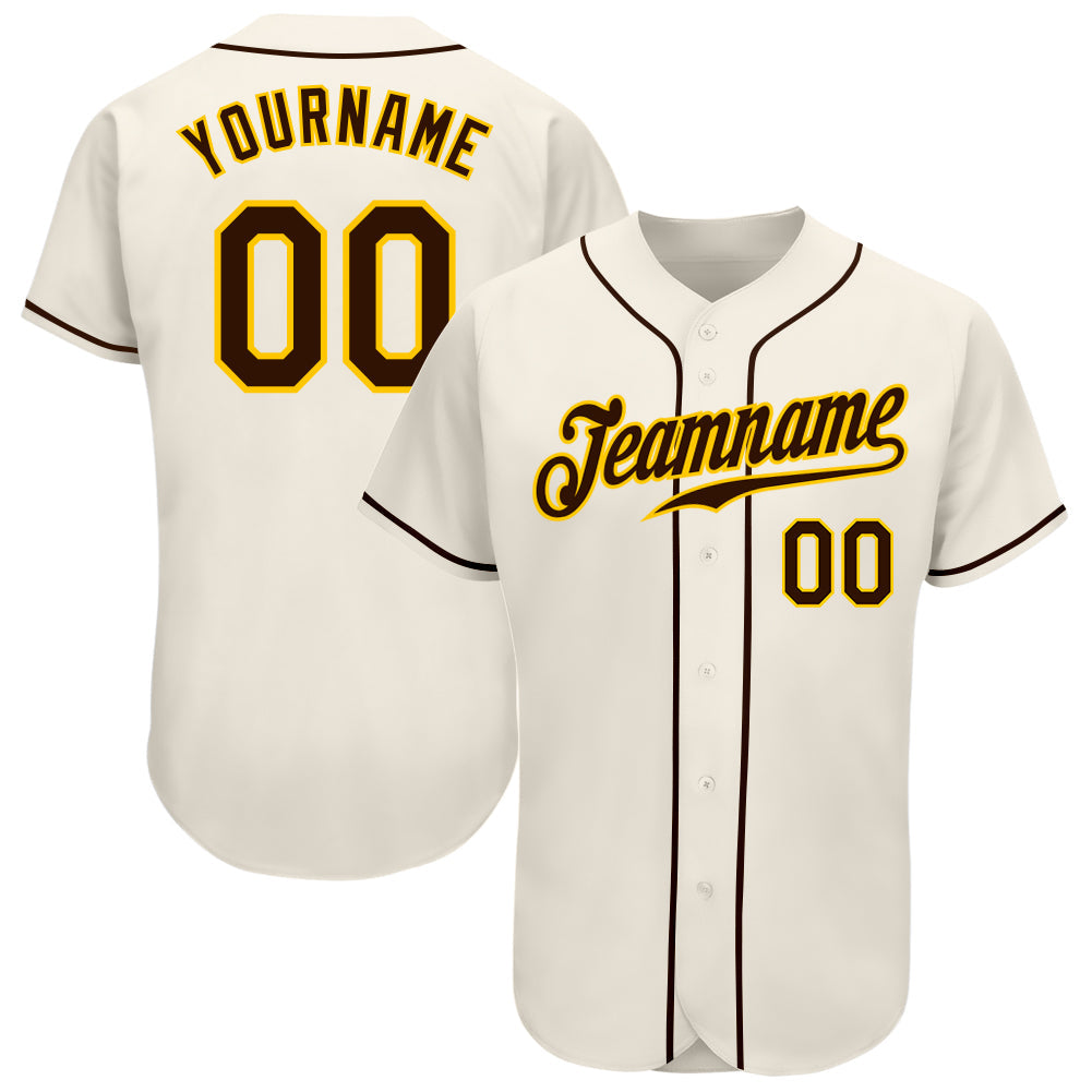 Custom Cream Brown-Gold Authentic Baseball Jersey - Sky-Custom