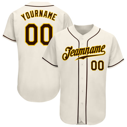 Custom Cream Brown-Gold Authentic Baseball Jersey - Sky-Custom
