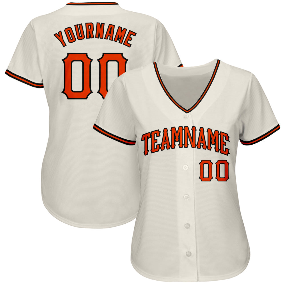 Custom Cream Orange-Black Authentic Baseball Jersey - Sky-Custom