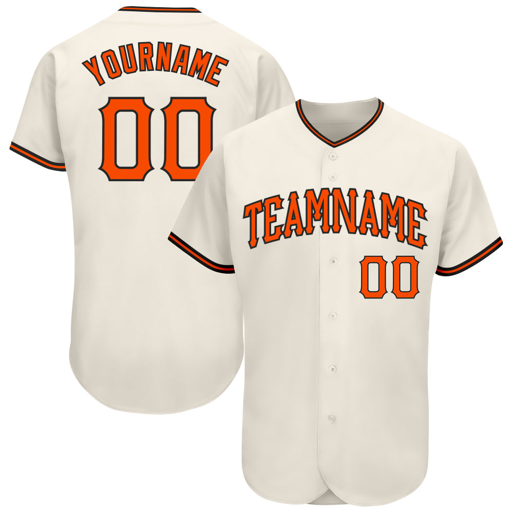 Custom Cream Orange-Black Authentic Baseball Jersey - Sky-Custom