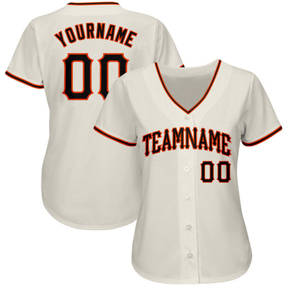 Custom Cream Black-Orange Authentic Baseball Jersey - Sky-Custom