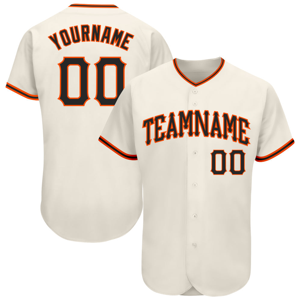 Custom Cream Black-Orange Authentic Baseball Jersey - Sky-Custom