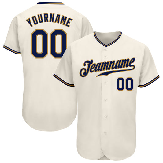 Custom Cream Navy-Old Gold Authentic Baseball Jersey - Sky-Custom