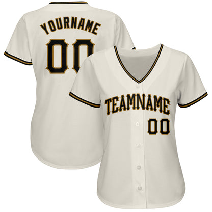 Custom Cream Black-Old Gold Authentic Baseball Jersey - Sky-Custom
