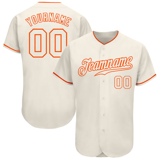 Custom Cream Cream-Orange Authentic Baseball Jersey - Sky-Custom