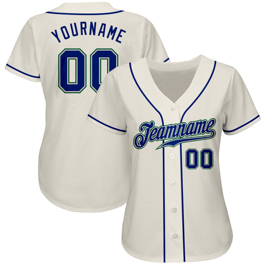 Custom Cream Royal-Kelly Green Authentic Baseball Jersey - Sky-Custom
