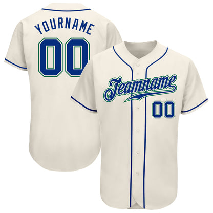 Custom Cream Royal-Kelly Green Authentic Baseball Jersey - Sky-Custom