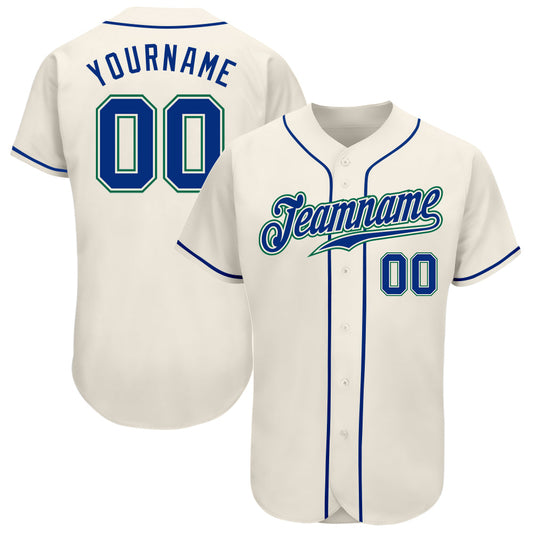 Custom Cream Royal-Kelly Green Authentic Baseball Jersey - Sky-Custom
