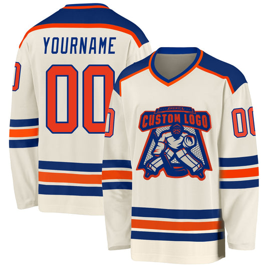 Custom Cream Orange-Royal Hockey Jersey - Sky-Custom