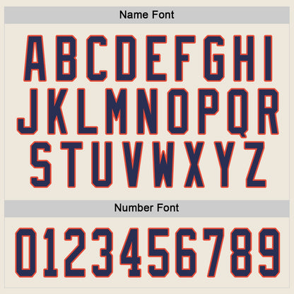 Custom Cream Navy-Orange Hockey Jersey - Sky-Custom