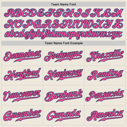 Custom Cream Light Blue Black-Pink Authentic Baseball Jersey - Sky-Custom