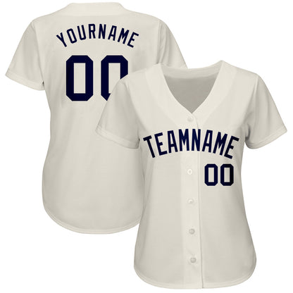 Custom Cream Navy Authentic Baseball Jersey - Sky-Custom